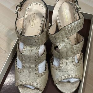 Coach Kareena metallic sandals heels
